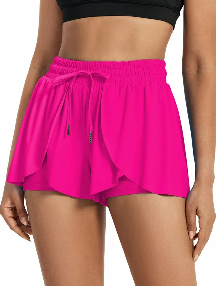 Women's 2-in-1 Drawstring Skorts, High-Waist Wrap Shorts for Gym & Daily Wear