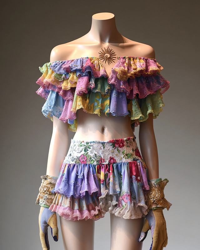 Sexy Elegant Ruffle Top + Skirt Two-Piece Swimsuit  a5d1