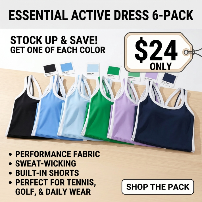 Women's sleeveless halter tennis dress with white piping, open back design, and stylish cutout details at the back