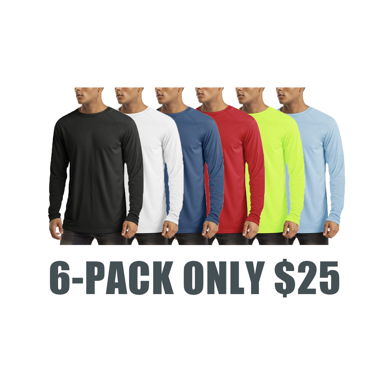 Men's UPF 50+ Long Sleeve Sun Protection Shirt – Quick Dry Lightweight Rashguard T-Shirt for Hiking, Swimming, and Outdoor Workouts