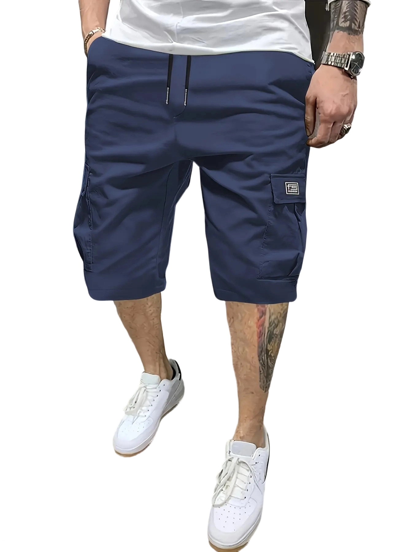 Men's Casual Shorts Set with Slanted Pockets