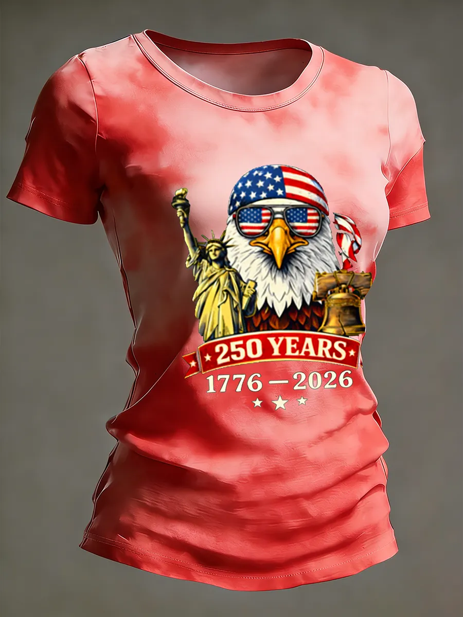 Women's 250 Years 1776-2026 Eagle Statue Of Liberty Tie Dye T-Shirt