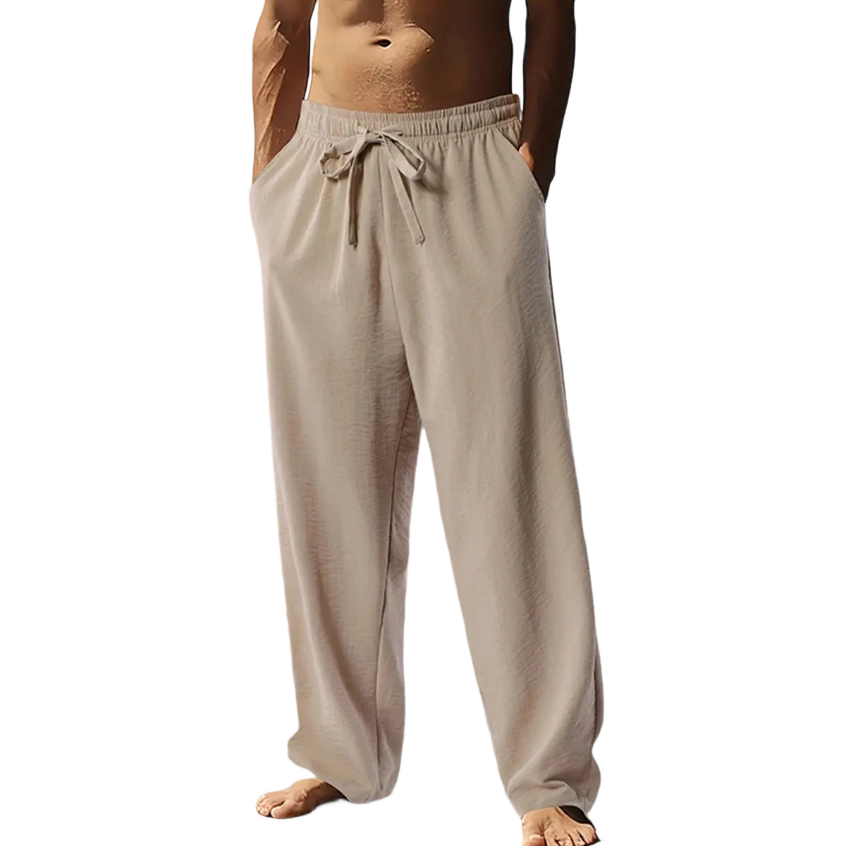 Men's casual trousers, smooth to the touch, solid color, straight leg style