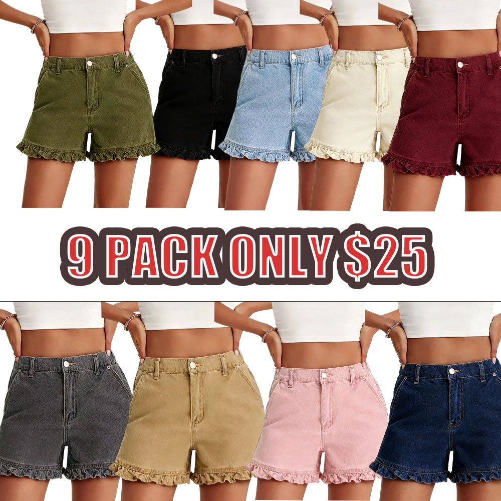Women’s Summer Ruffle High-Waisted Denim Shorts
