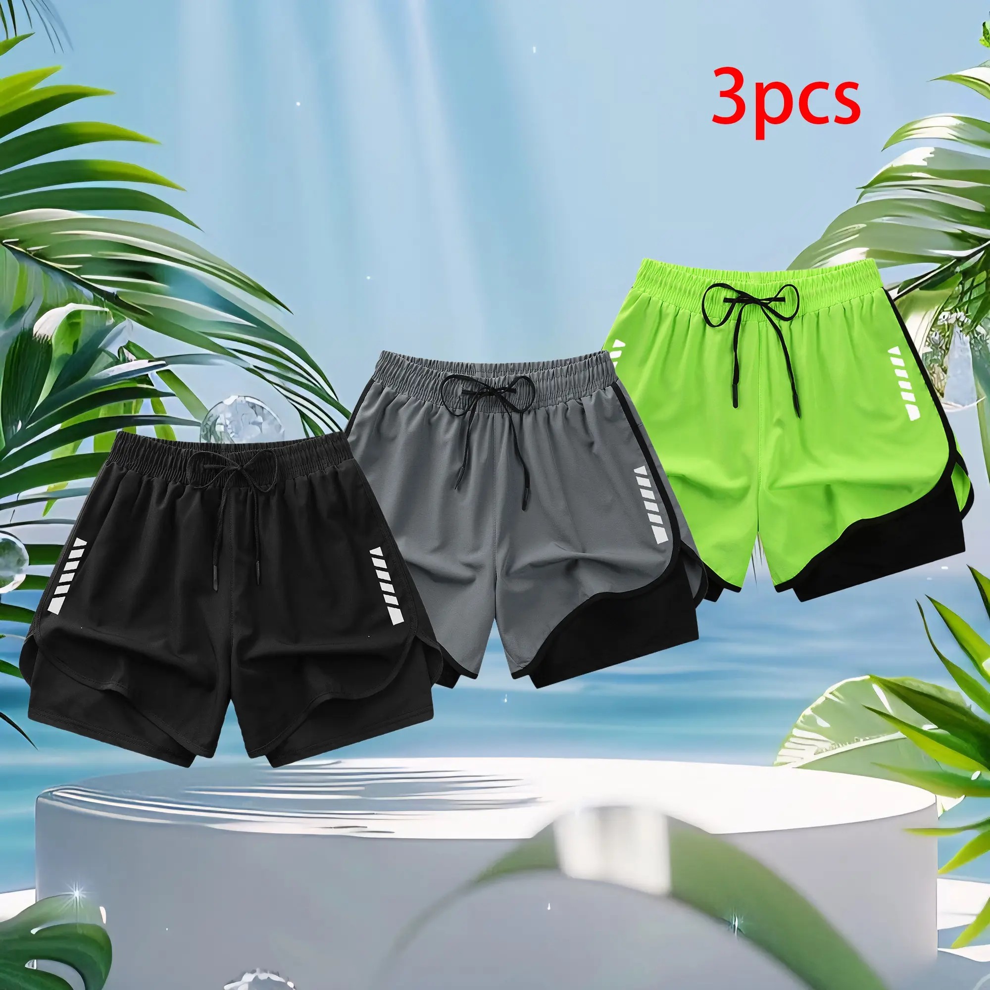 Women’s 6-Pack Summer Lightweight Quick-Dry Double-Layer Athletic Shorts