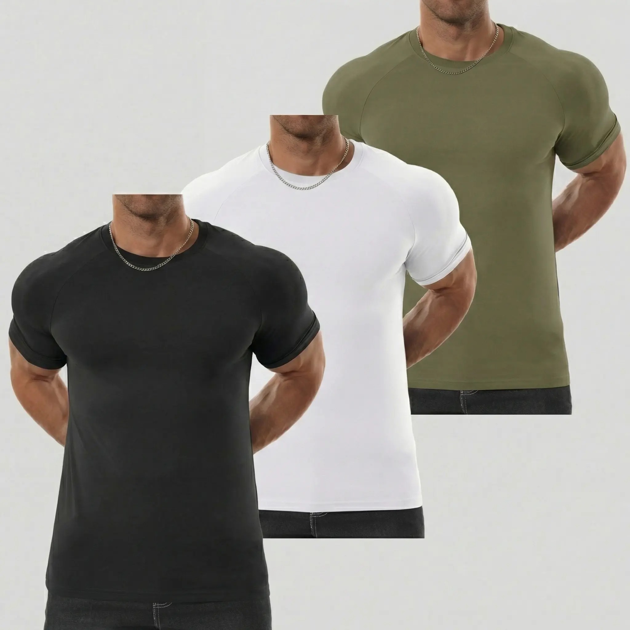 Men's Raglan Sleeve Tee, Athletic Tapered Fit, Arm-Enhancing Sleeves, Wrinkle-Resistant Stretch Fabric Gym Workout Shirt Fitness Running Tops