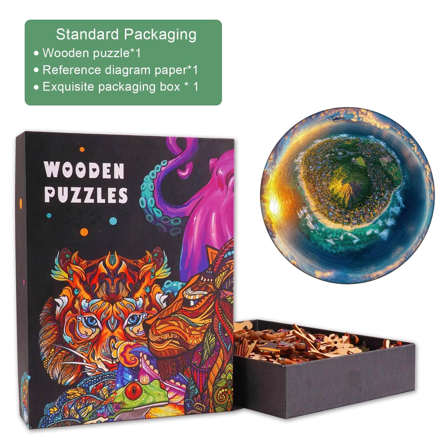 Fisheye Island Wooden Jigsaw Puzzle