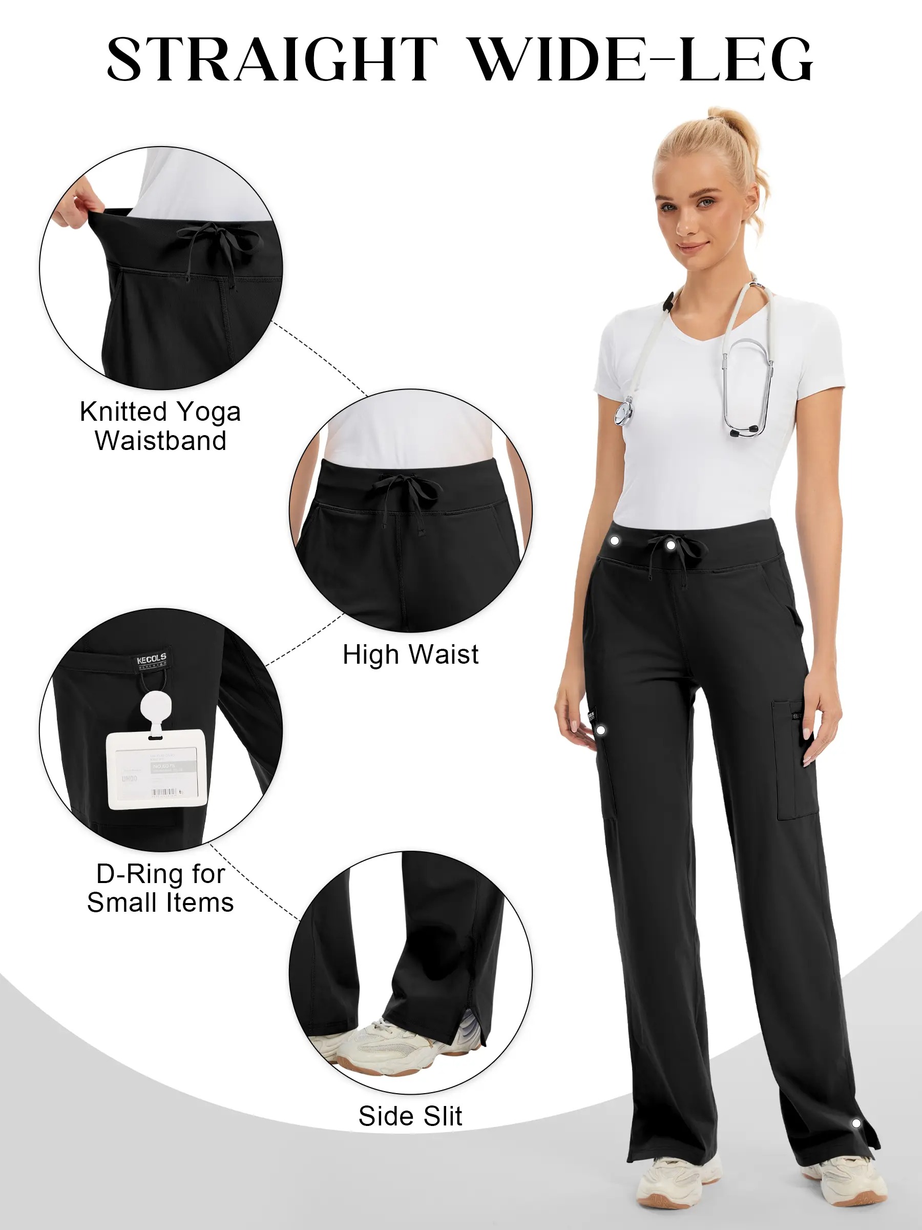 👖 Women’s High-Rise Stretch Scrub Pants – 5 Pocket Medical Work Pants