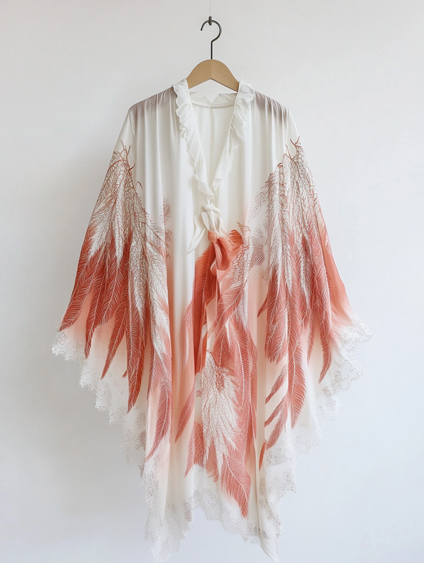 Summer original design elegant handmade feather kimono f6b5