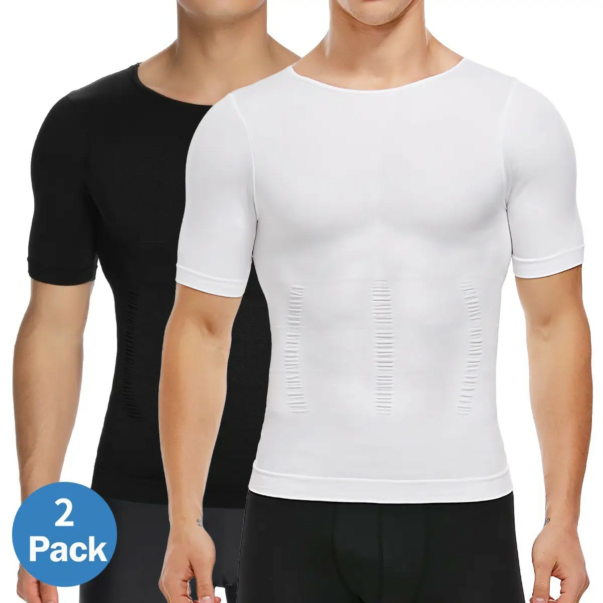 Menswear Compression Body Shaper Shapewear Stretch Short Sleeve Shirt