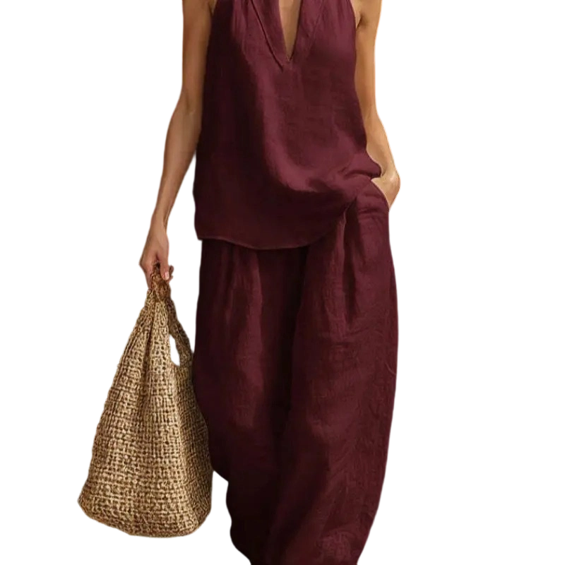 Women's Boho Linen Two-Piece Set