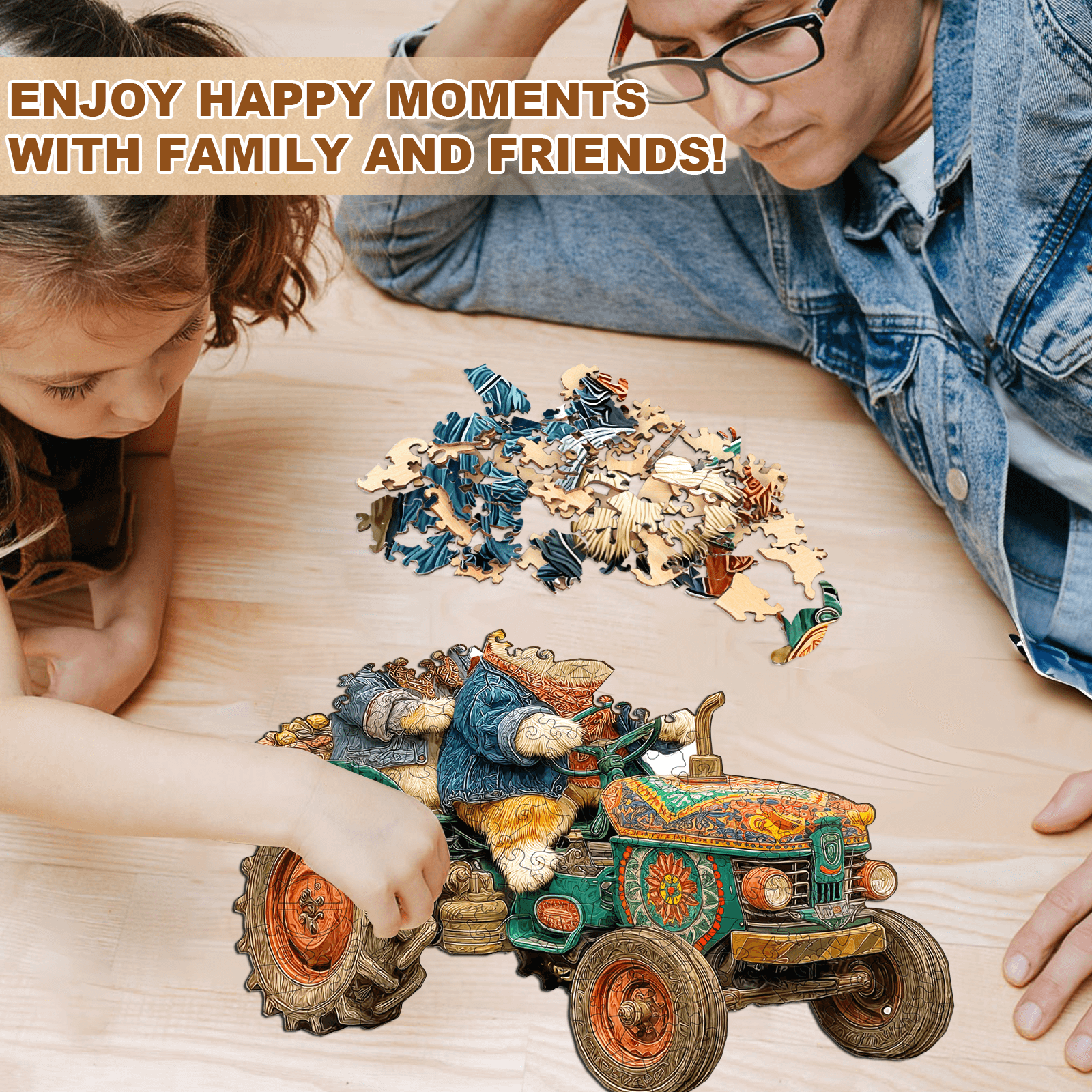 Kitten Tractor Wooden Jigsaw Puzzle