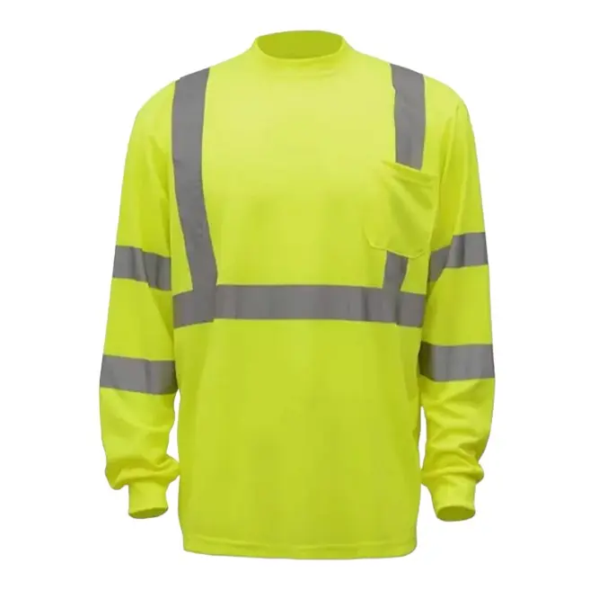 Hi-Vis Long Sleeve Safety Shirt with Reflective Tape (Breathable Mesh, Class 3 Style)
