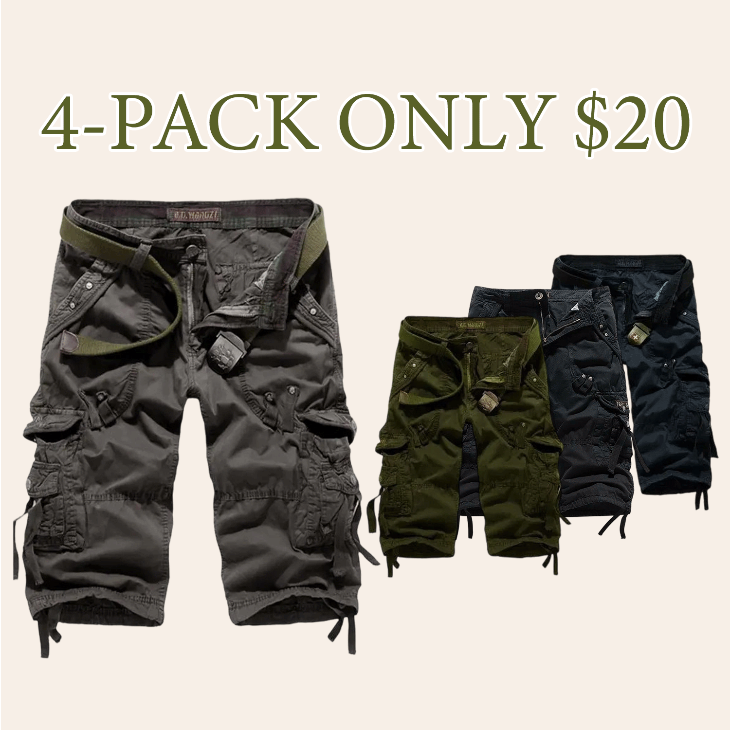 🔥Last day promotion🔥Men's Korean Style Multi-Pocket Cargo Shorts Fashion Trend Multi-Pocket Mid-Length Shorts