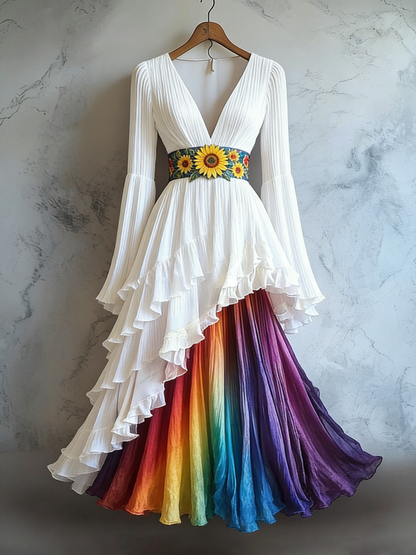 Women's Vibrant Summer Rainbow-Colored Dress 5740