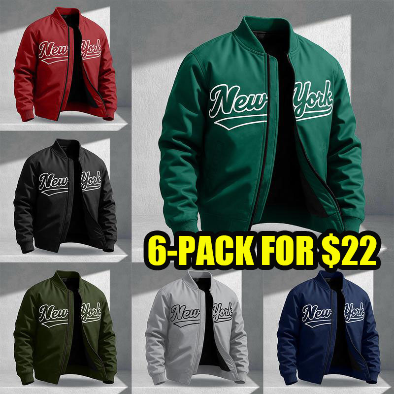 Letter Print Sports Jacket, Men's Casual Jacket