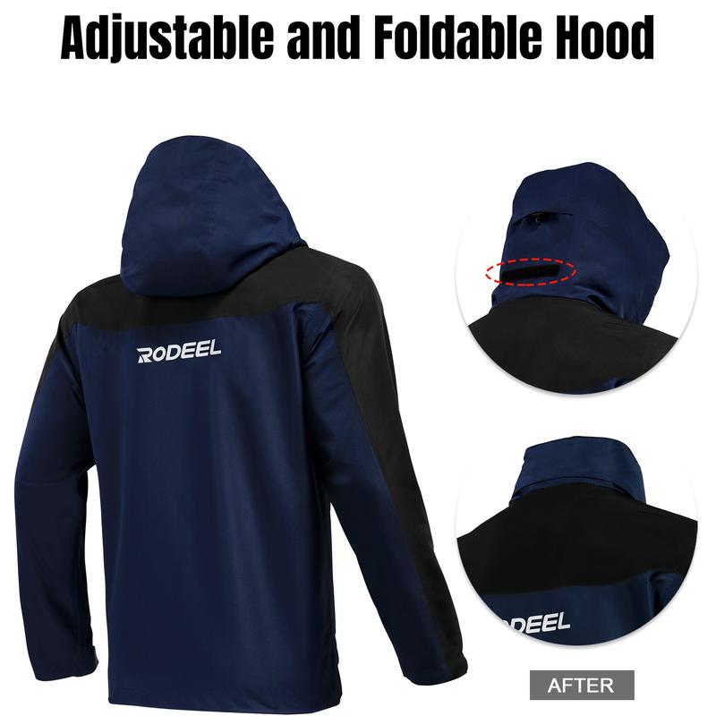 Men’s Waterproof Lightweight Rain Jacket with Foldable Hood