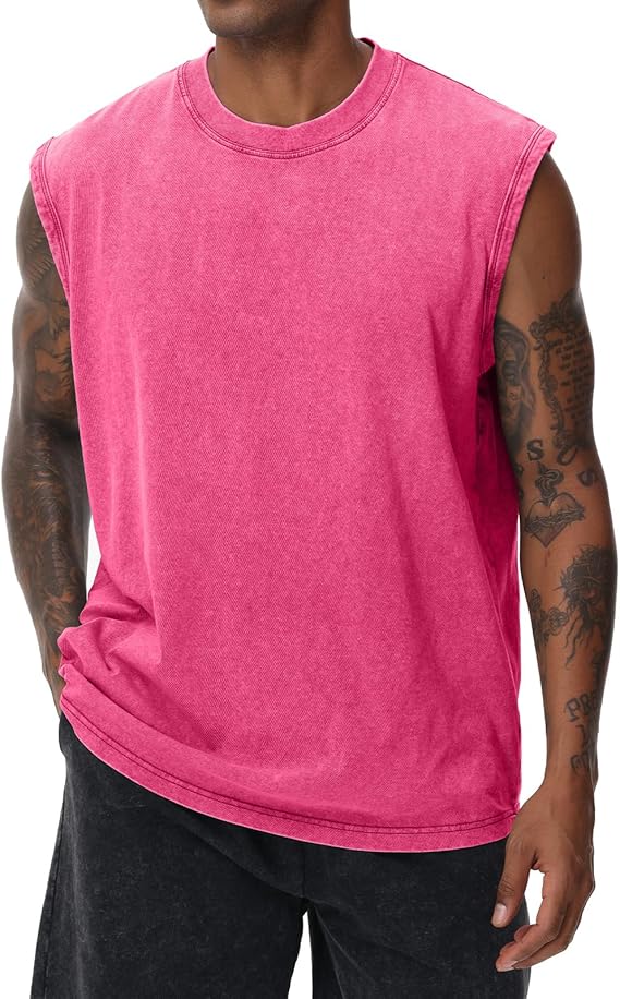 Men's Solid Color Round Neck Tank Top Loose Casual Comfy Classic Crew Neck Sleeveless Top for Summer Casual Loose Fit