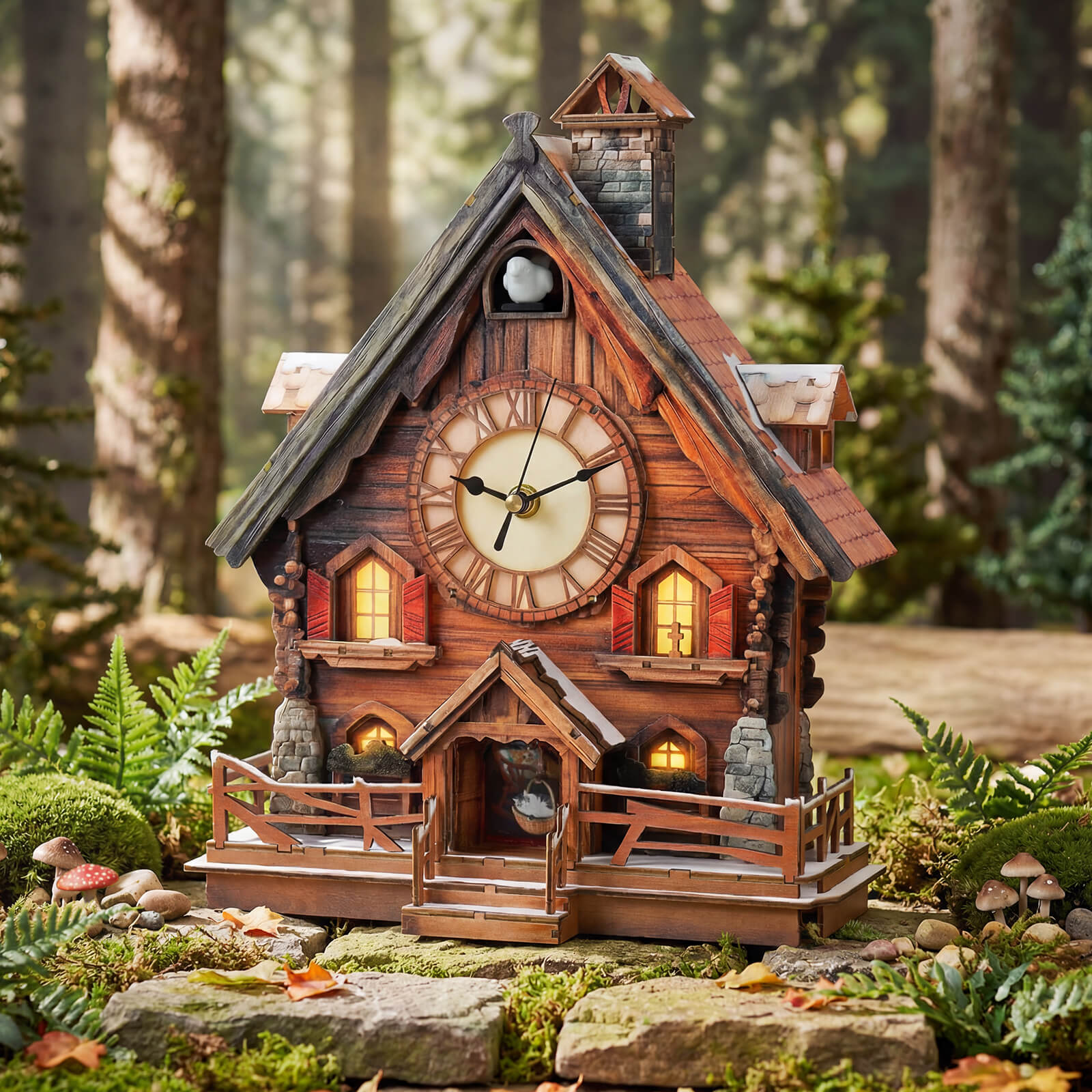 Cuckoo Chiming Swiss Chalet – DIY Wood Clock, 3D Puzzle Kit
