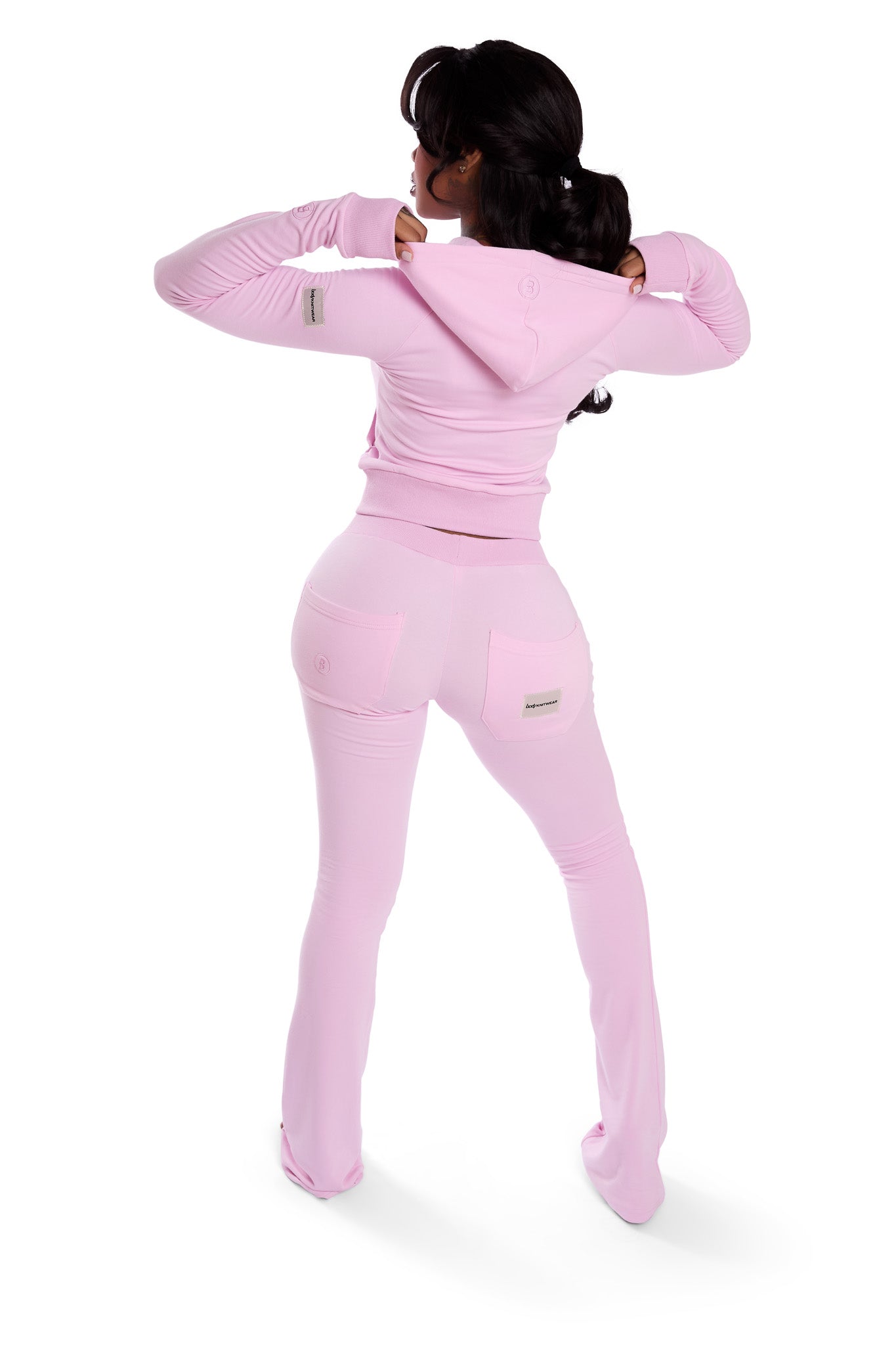 BODY KNITWEAR ZIP HOODIE (BABY PINK)