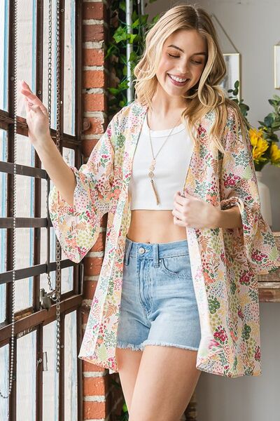 Multi Color Floral Open Cardigan