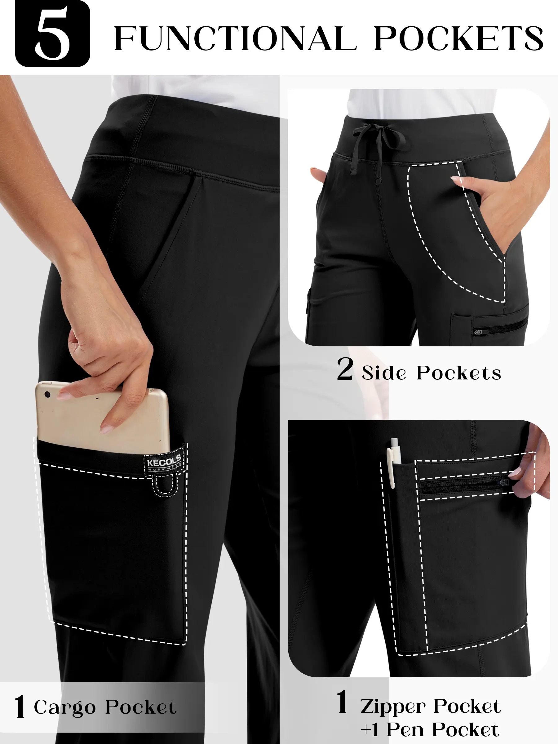 👖 Women’s High-Rise Stretch Scrub Pants – 5 Pocket Medical Work Pants