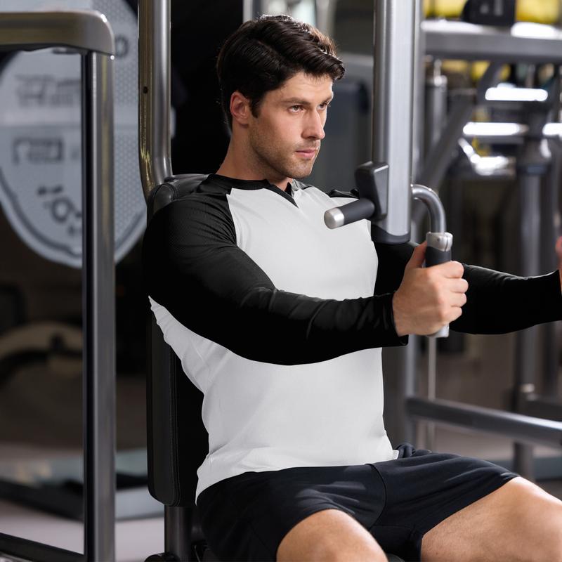 Mens Long Sleeve Muscle T Shirts Casual V-Neck Longline Ribbed Tee Shirts