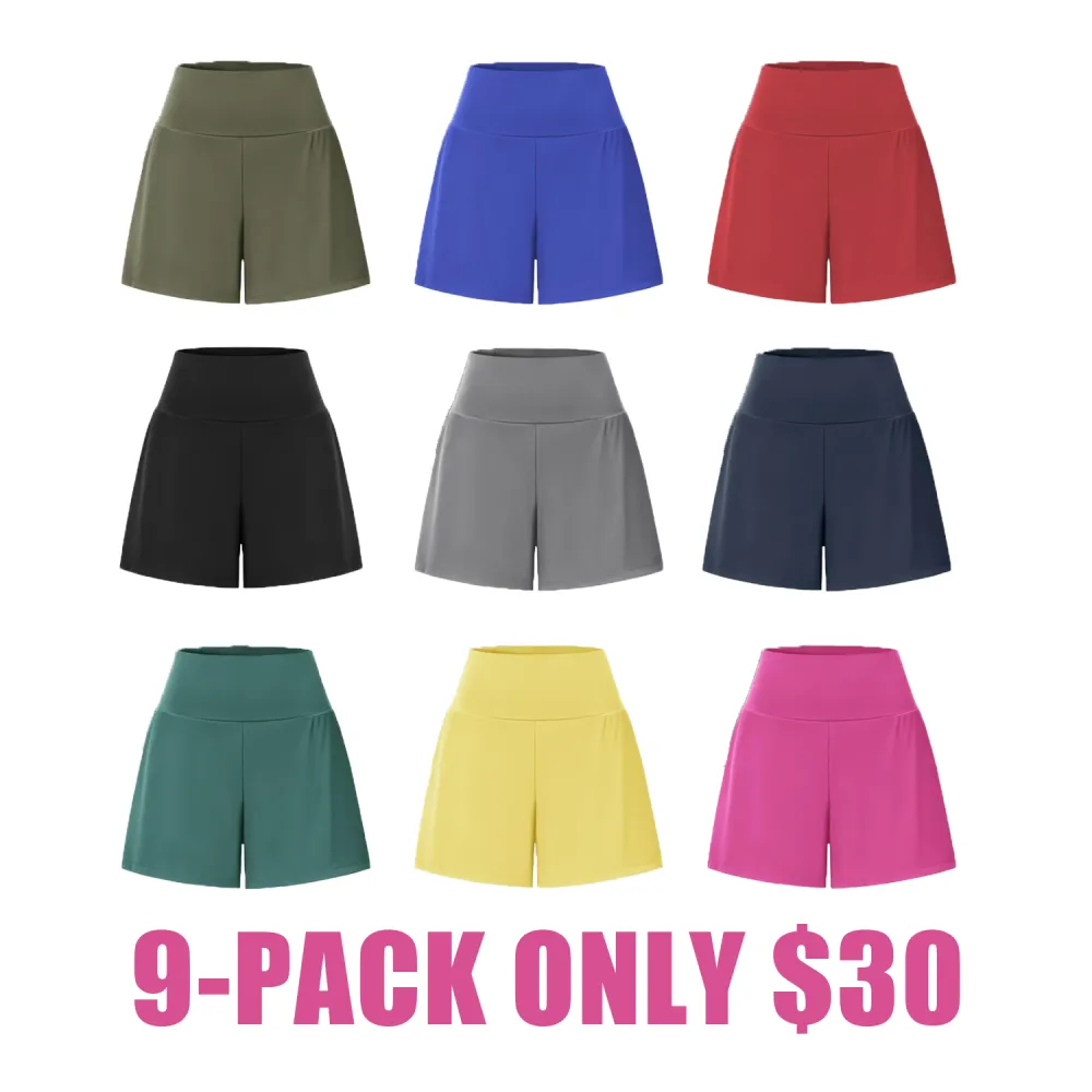 Women‘s High-Waisted  Yoga Shorts with Back & Side Pockets