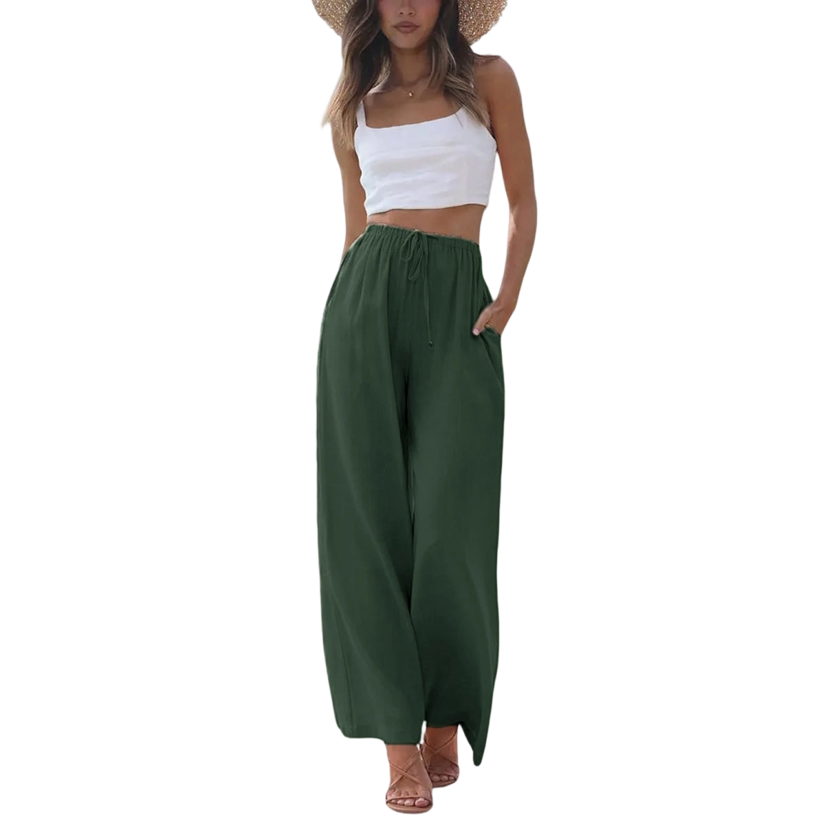 Women's Lightweight Wide Leg Palazzo Pants with Pockets
