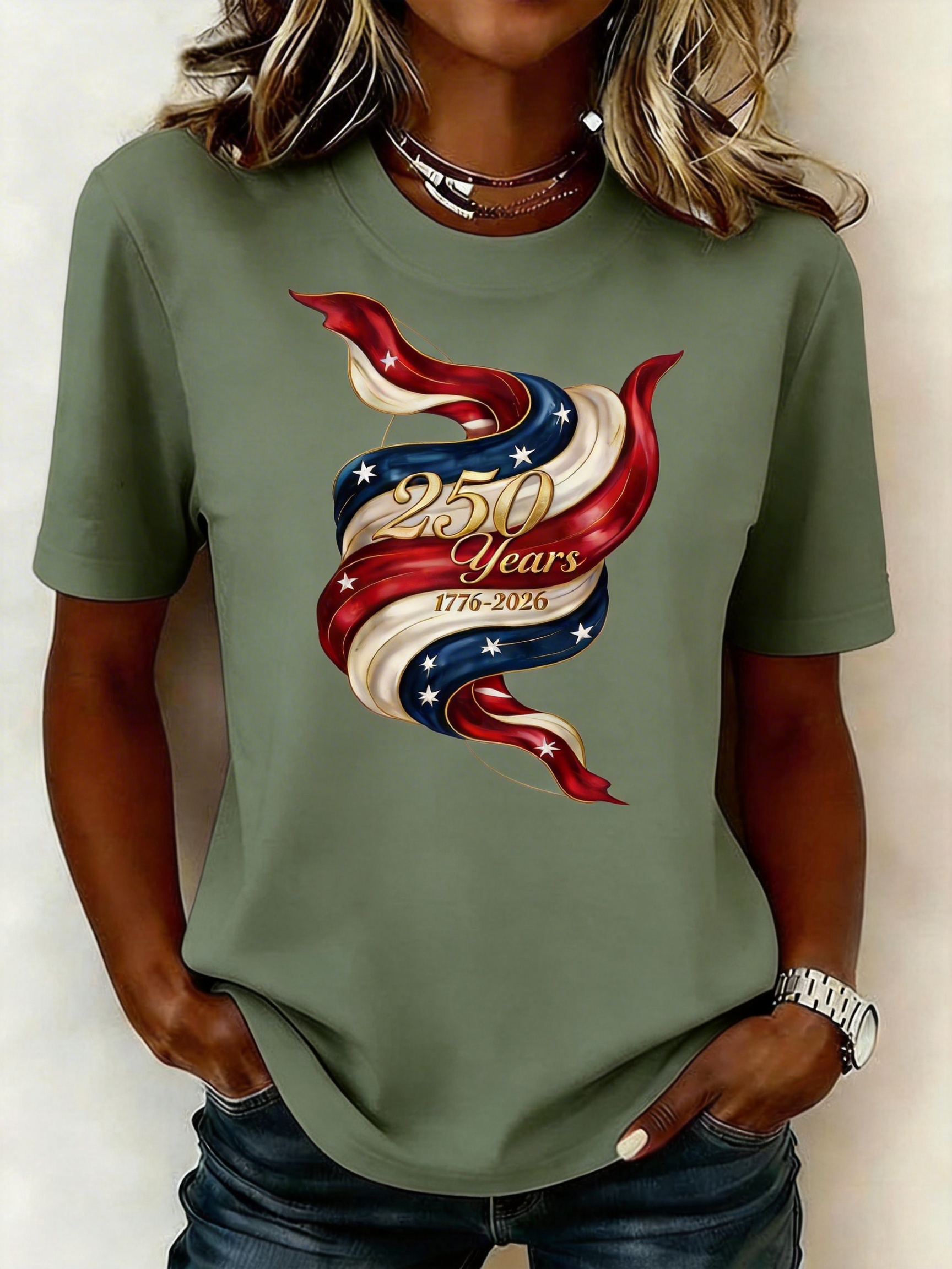 250 Years of Freedom T-Shirt - Proud American Patriotic Ribbon Graphic Tee