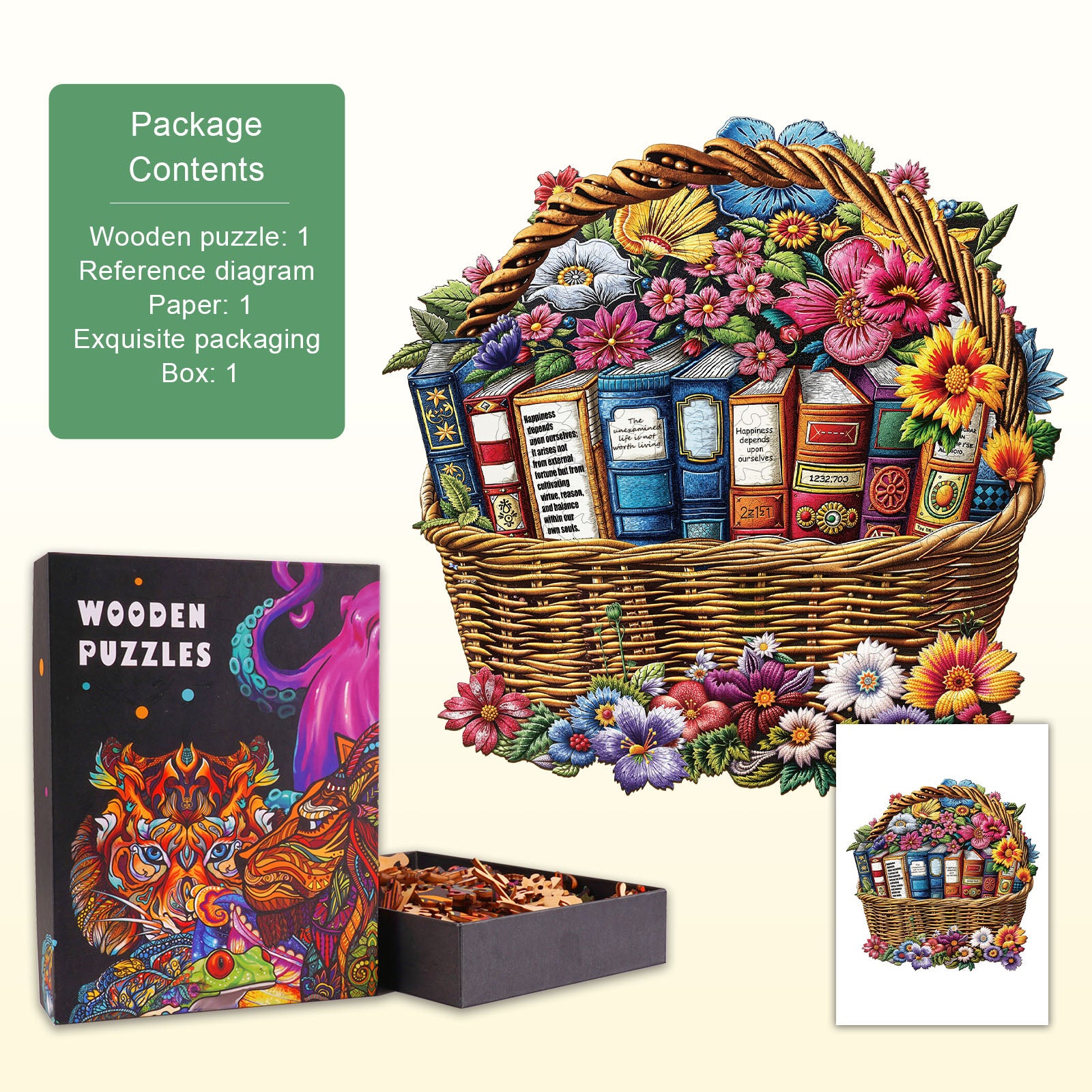 Basket of Knowledge Wooden Jigsaw Puzzle