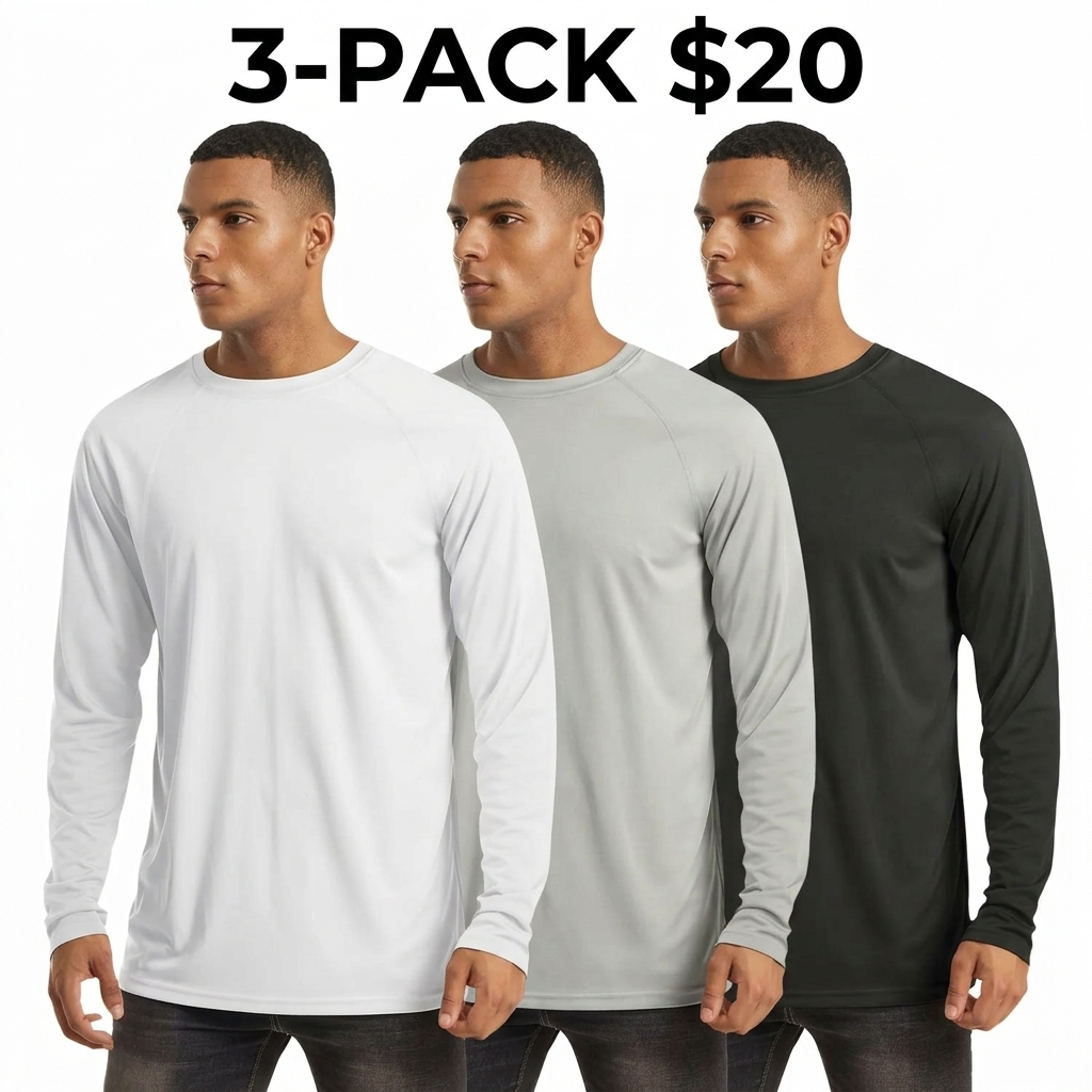 Men's UPF 50+ Long Sleeves Shirts Quick Dry Lightweight Summer Sportswear Tops