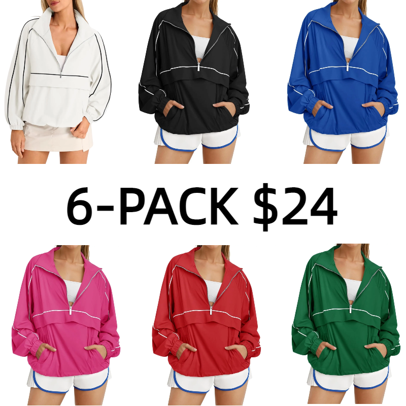 Quarter Zip Pullover Women Moisture-Wicking Oversized Sweatshirt Lightweight Workout Athletic Pullover Jacket