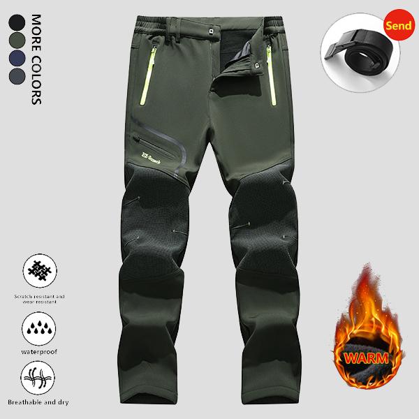 Men’s Winter Snow Pants – Fleece-Lined, Water-Resistant with 4 Zipper Pockets