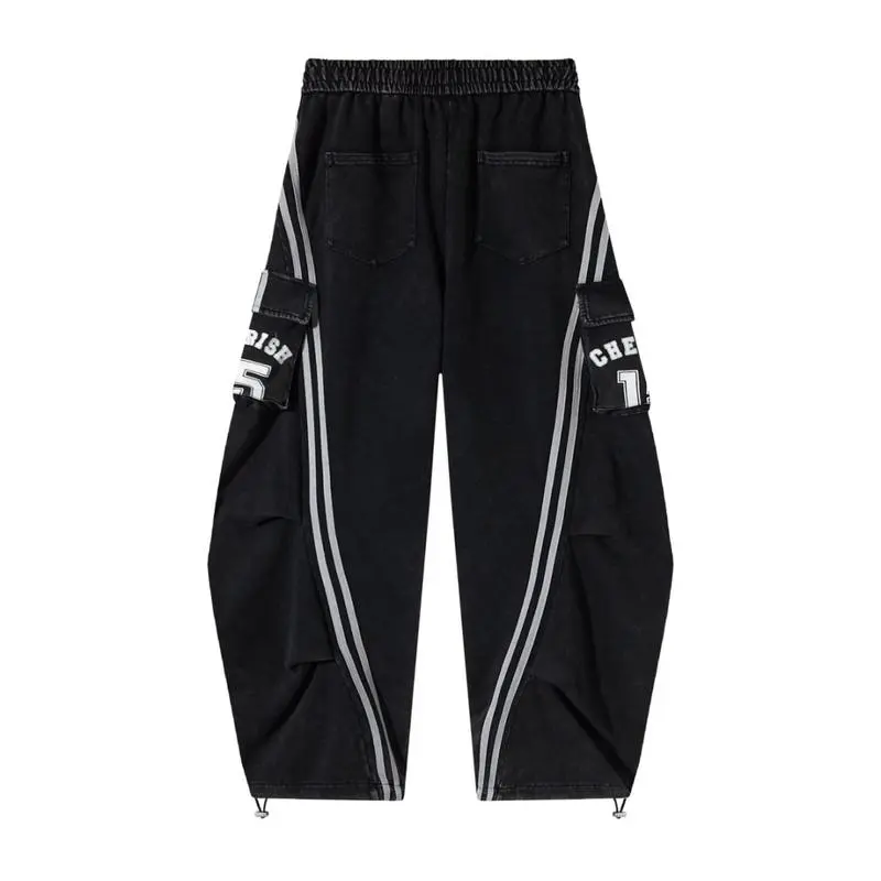 Women’s Loose Wide-Leg Cargo Pants with Elastic Waist & Drawstring