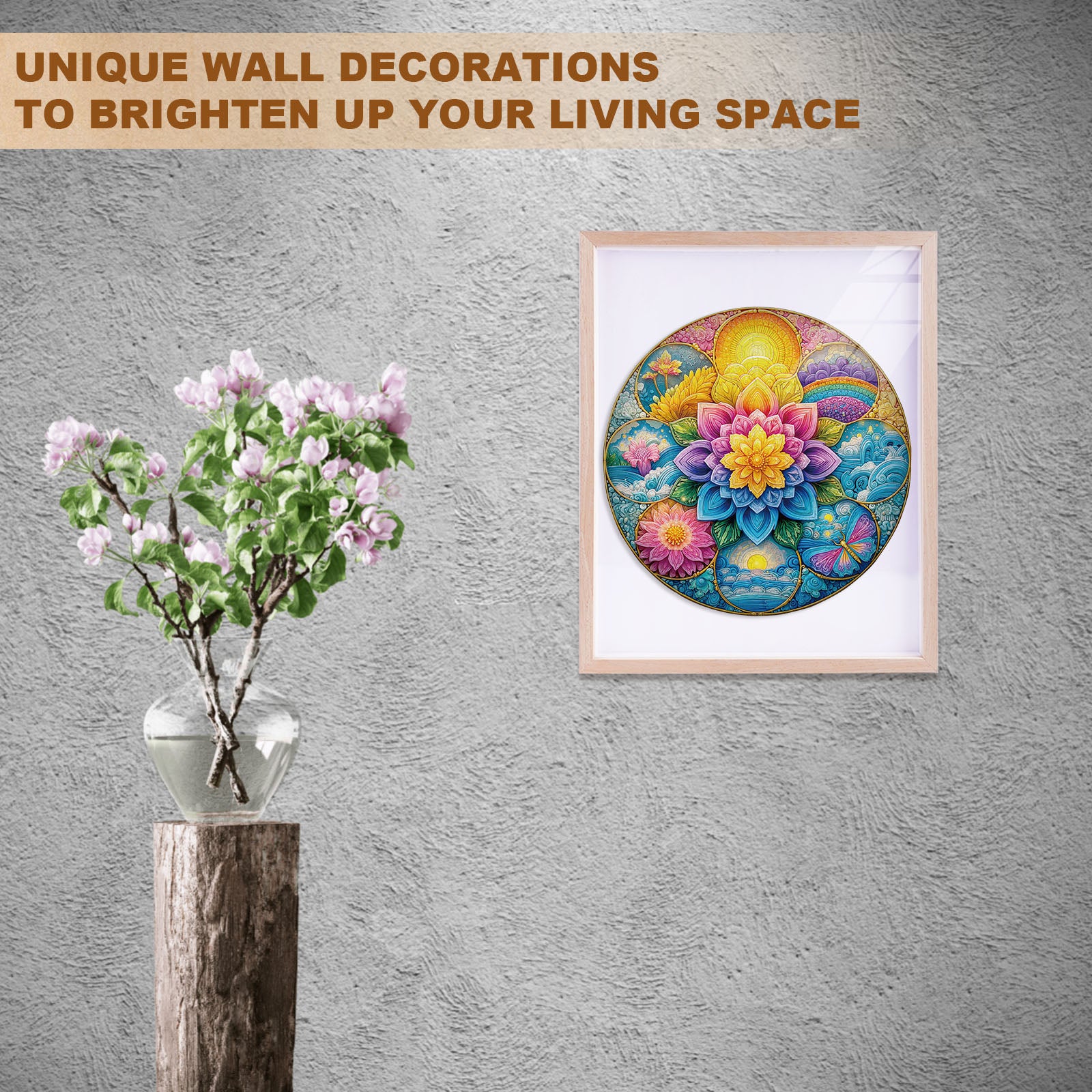 Colorful Mandala Wooden Jigsaw Puzzle