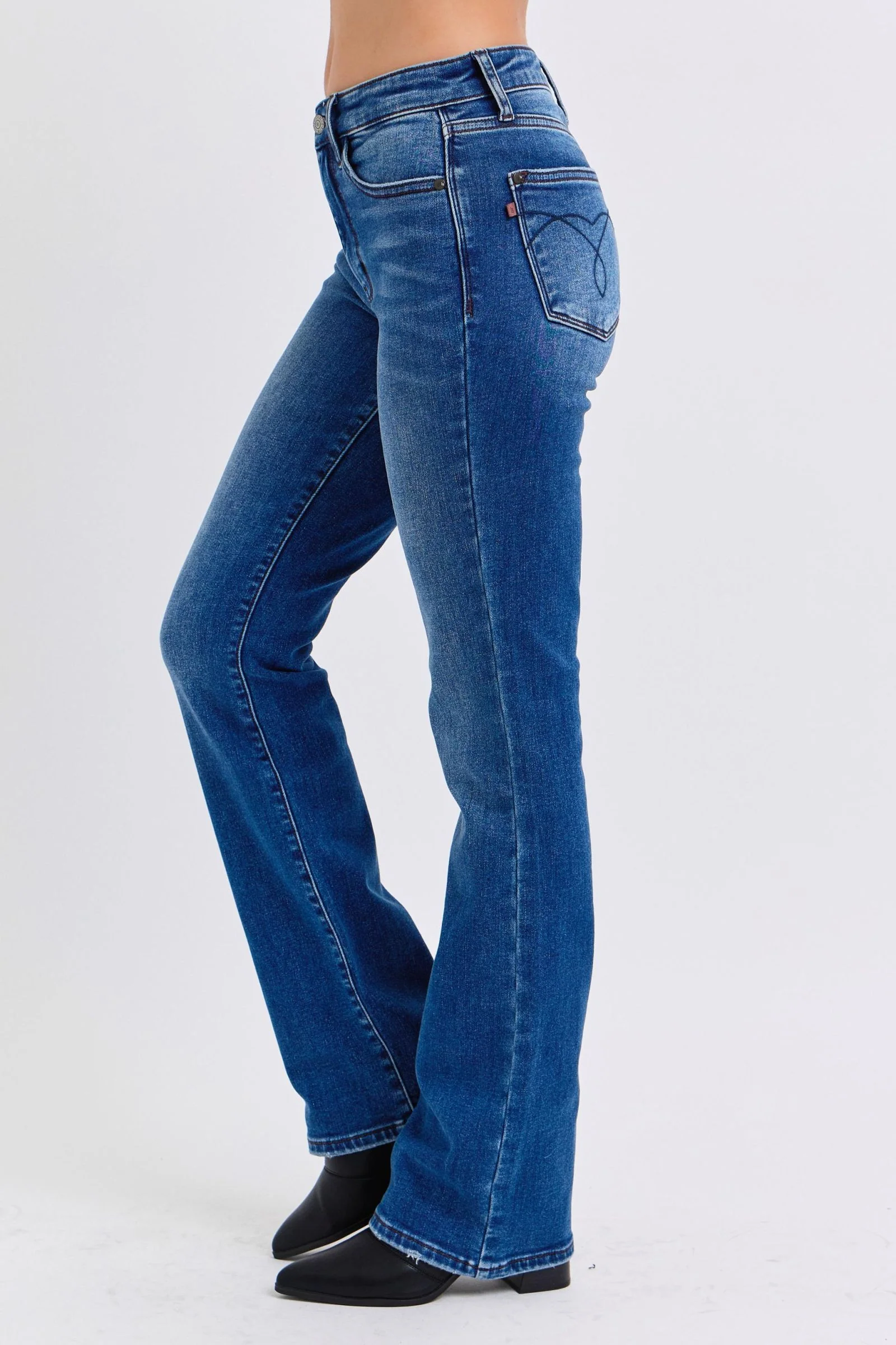 Blue Full Size Mid-Rise Bootcut Jeans with Pockets