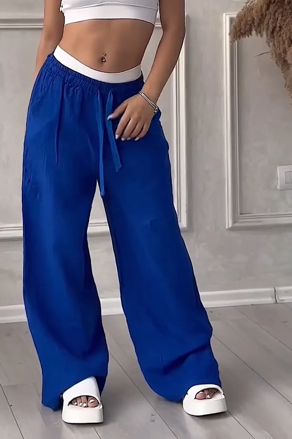 Women'S Solid Color Cotton And Linen Casual Trousers