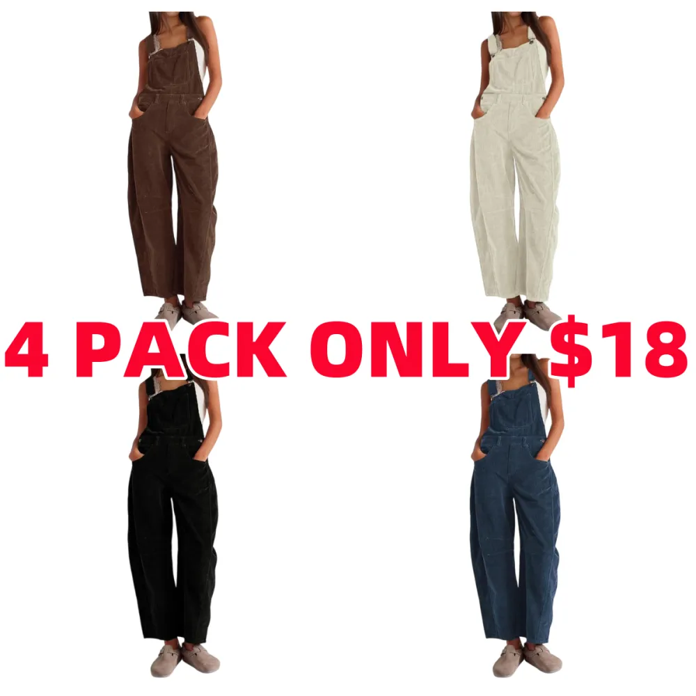 ✨Women's Corduroy Overalls Barrel Wide Leg Bib Pants🔥
