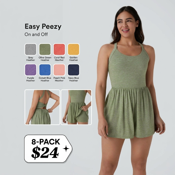 🔥Women’s Backless Twisted 2-in-1 Resort Romper with Built-In Shorts & Pockets