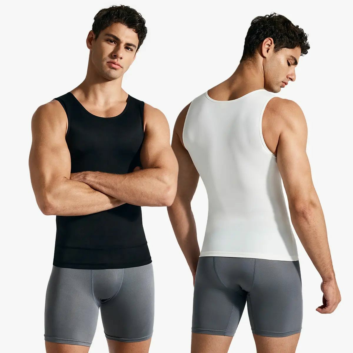 Men’s Silky Soft Compression Shapewear Tank, Slimming Body Shaper Vest with Waist & Chest Support, Stretchy, Odor-Resistant