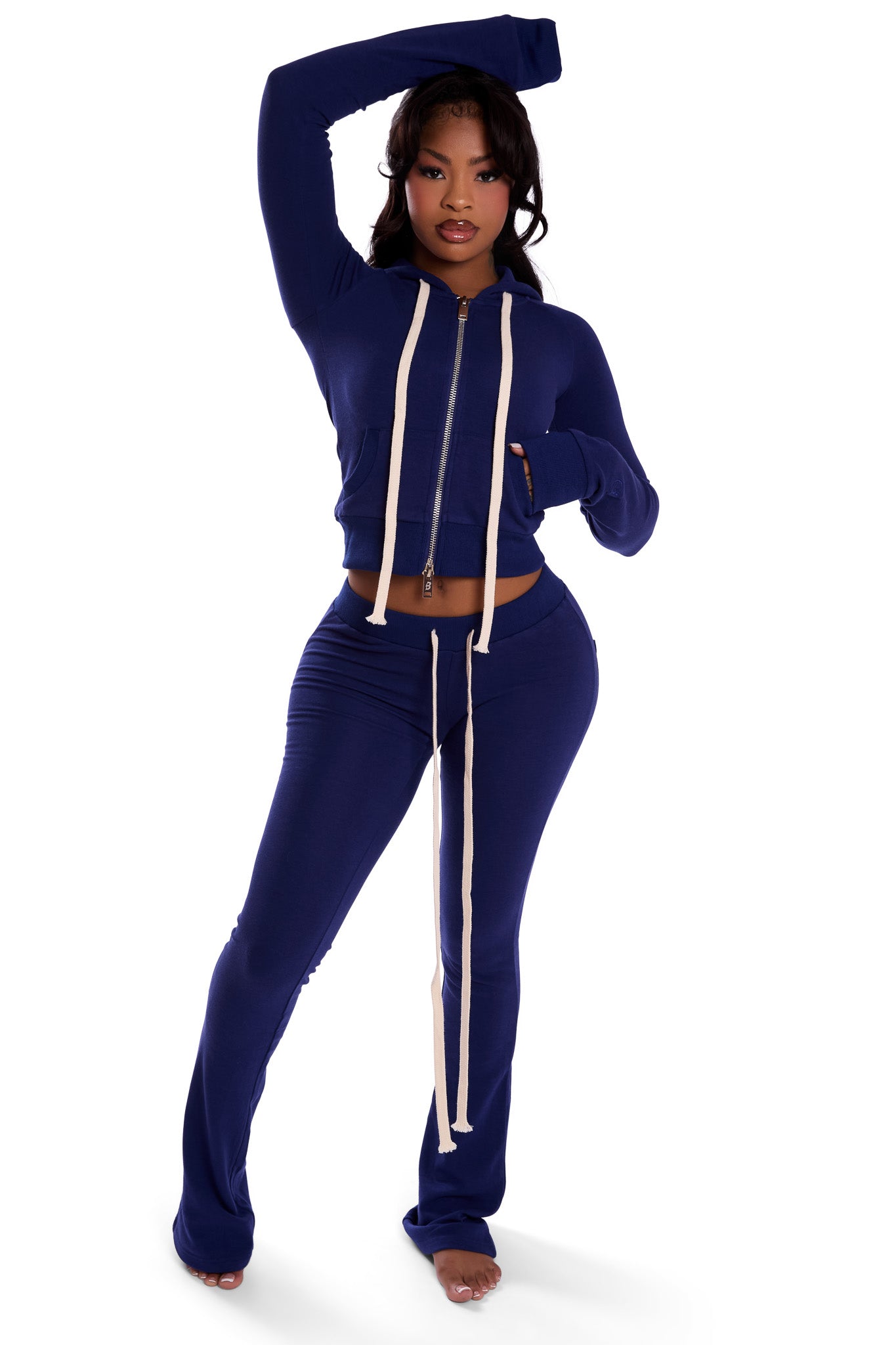 BODY KNITWEAR ZIP HOODIE (NAVY)