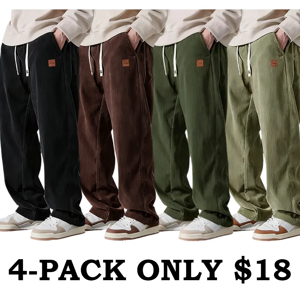 Men's Corduroy Straight-Leg Sweatpants
