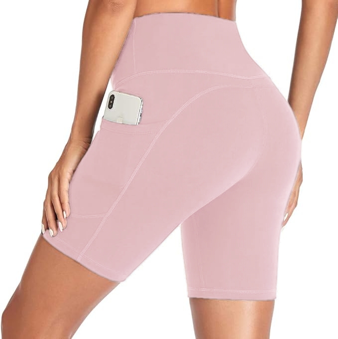 High Waist Athletic Yoga Shorts,Soft Shorts,Breathable, Pocketed Stretchable Tight Fit Gym Wear For Daily Workout