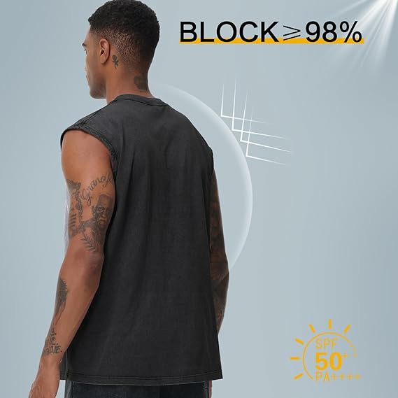 Unisex Cotton Workout Tank Tops Sleeveless Acid Wash Tshirts