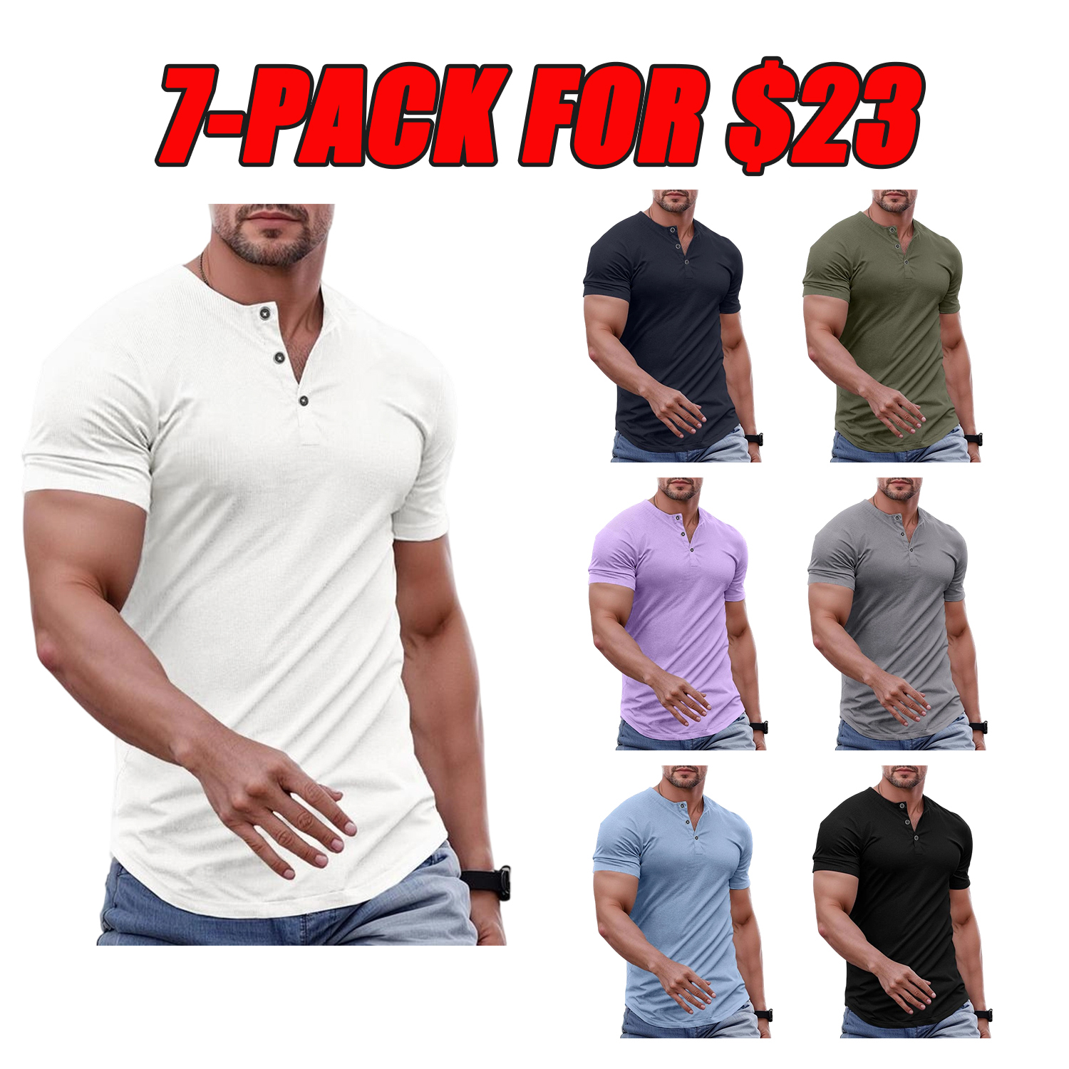 Men’s Slim Fit Longline Henley Performance Top