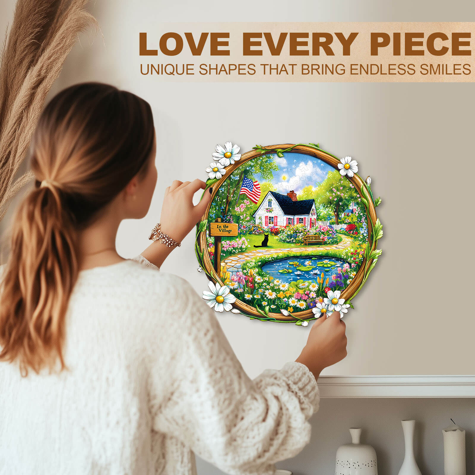 In the Village Wooden Jigsaw Puzzle