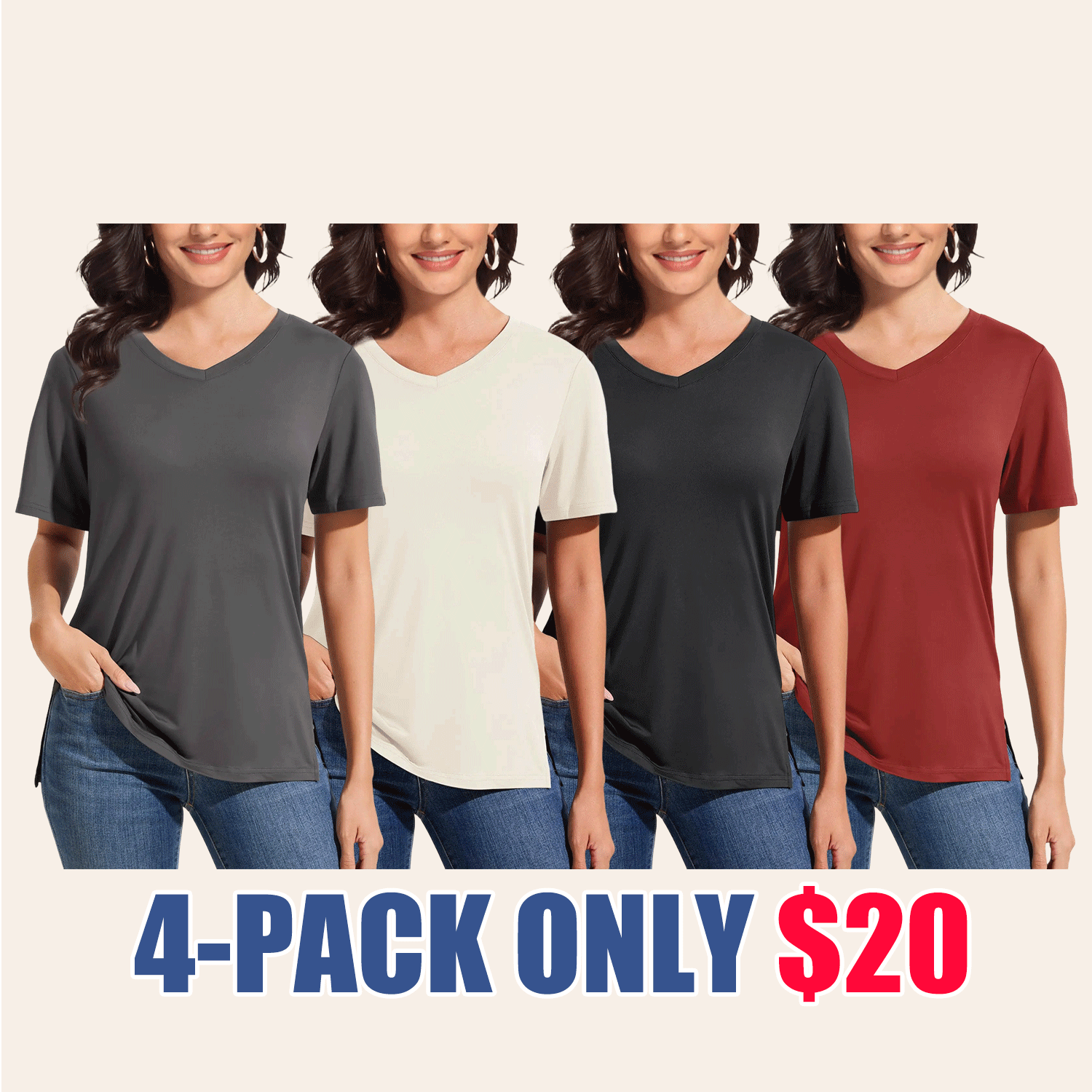🔥Easter Sale!V-Neck Loose Fit Tee