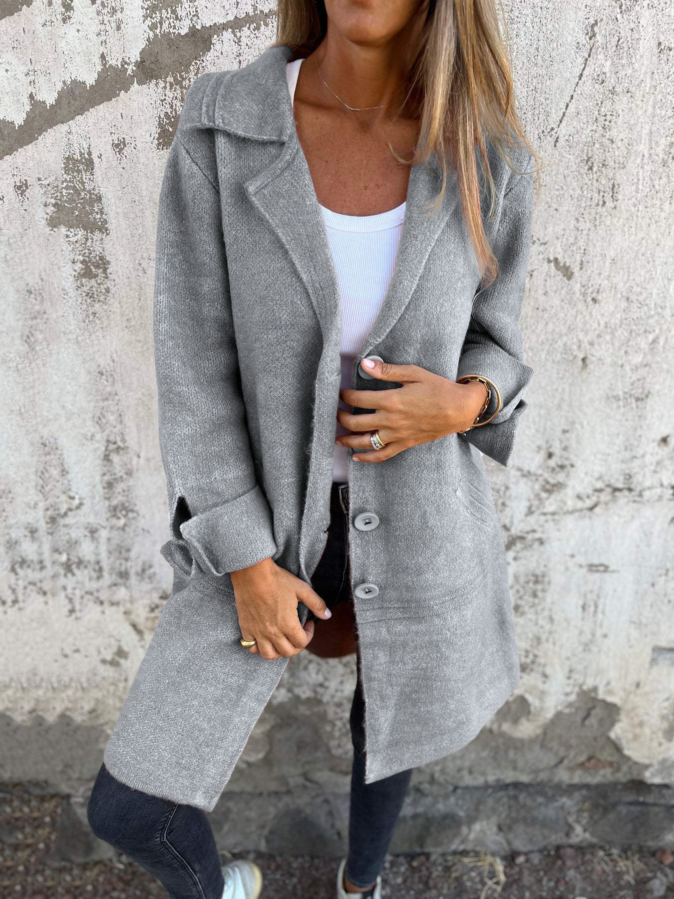 CLEARANCE SALE🔥 Casual Lapel Wool Single Breasted Long Coat- 48% OFF