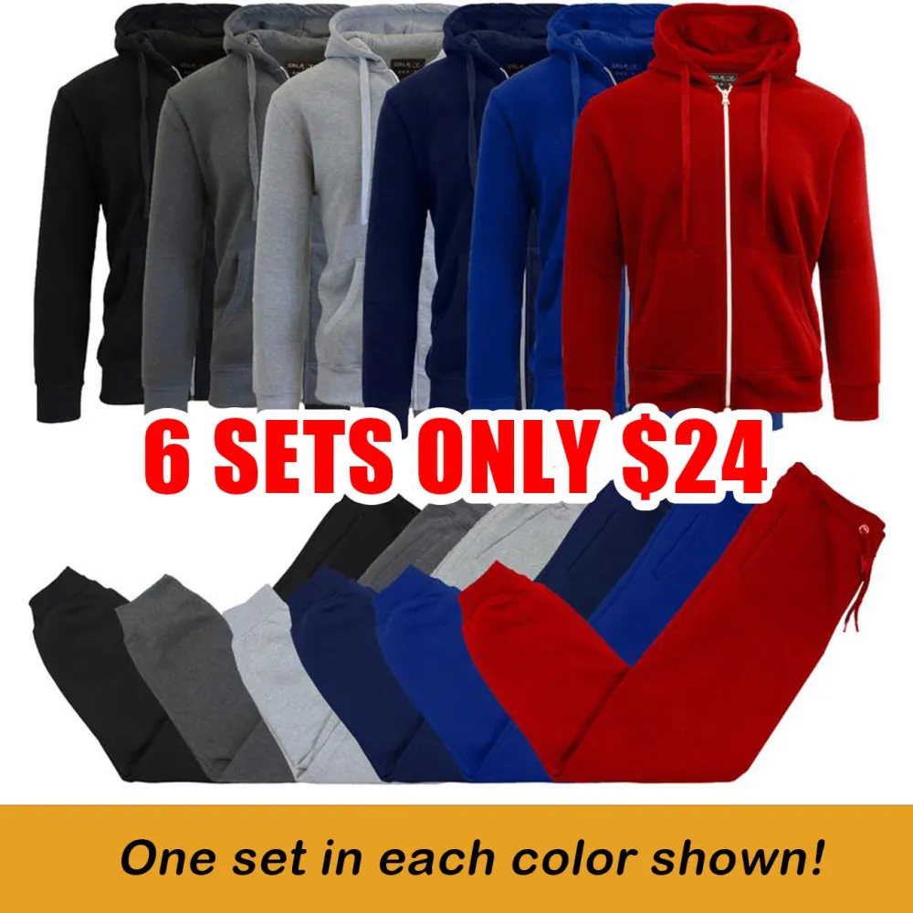 Boys’ Fleece-Lined Hoodie & Jogger Set, Multipack